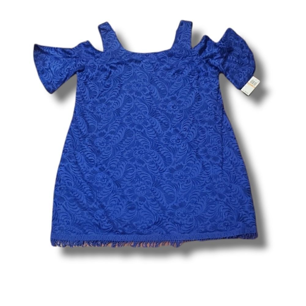 NWT 𝅺City Studio‎ Blue Off Shoulder Lace Shift Dress Knee Length Size 3x